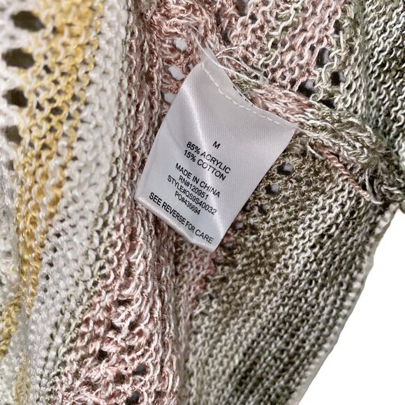 Olive Oak Striped Multicolor Knit Sweater Cardigan Long Sleeve Size M - Picture 6 of 6